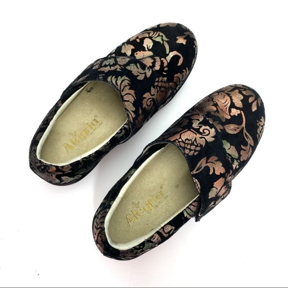 ALEGRIA Lauryn Regal Gold Copper Floral Print Clog Shoes Back Size 7 LAU-557W - Picture 7 of 11